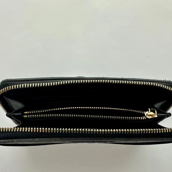 Authentic Tory Burch Savannah Continental Black Quilted Zip Wallet Women’s - Picture 4 of 9